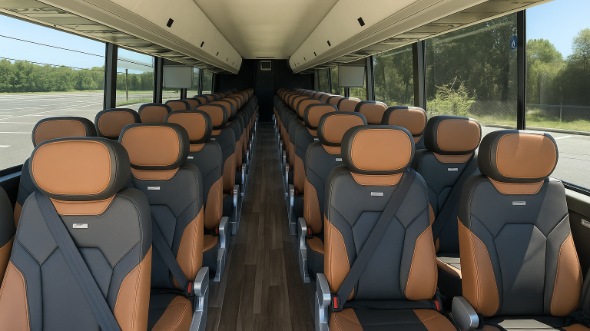 Interior of Charter Bus Company Fond Du Lac's 56 Passenger Charter Bus in Fond Du Lac