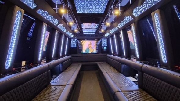 Interior of Charter Bus Company Fond Du Lac's Party Bus in Fond Du Lac