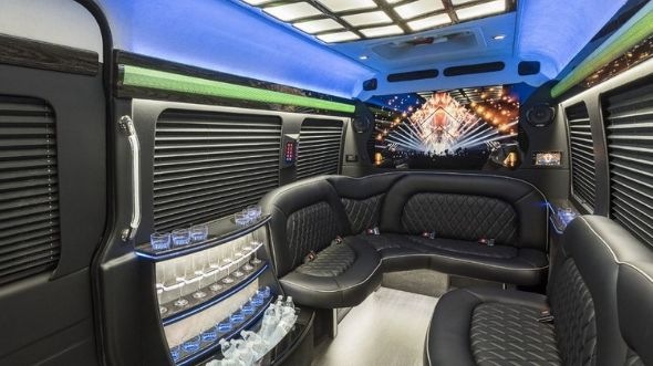 Interior of Charter Bus Company Fond Du Lac's Sprinter Limo in Fond Du Lac