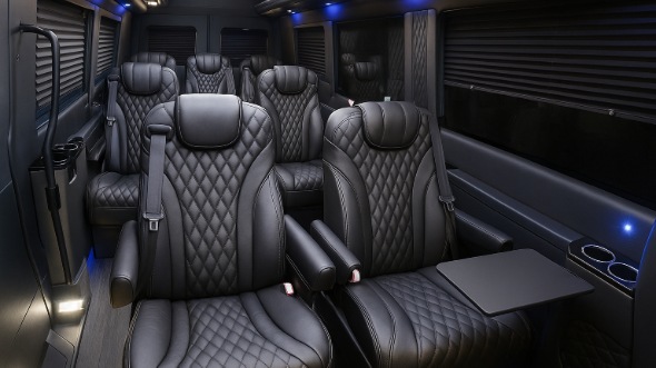Interior of Charter Bus Company Fond Du Lac's Sprinter Van Rental With Driver in Fond Du Lac